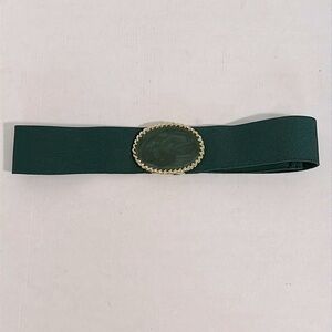 VINTAGE Motion East Golden & Emerald Green oval marbled Buckle & Stretch Belt